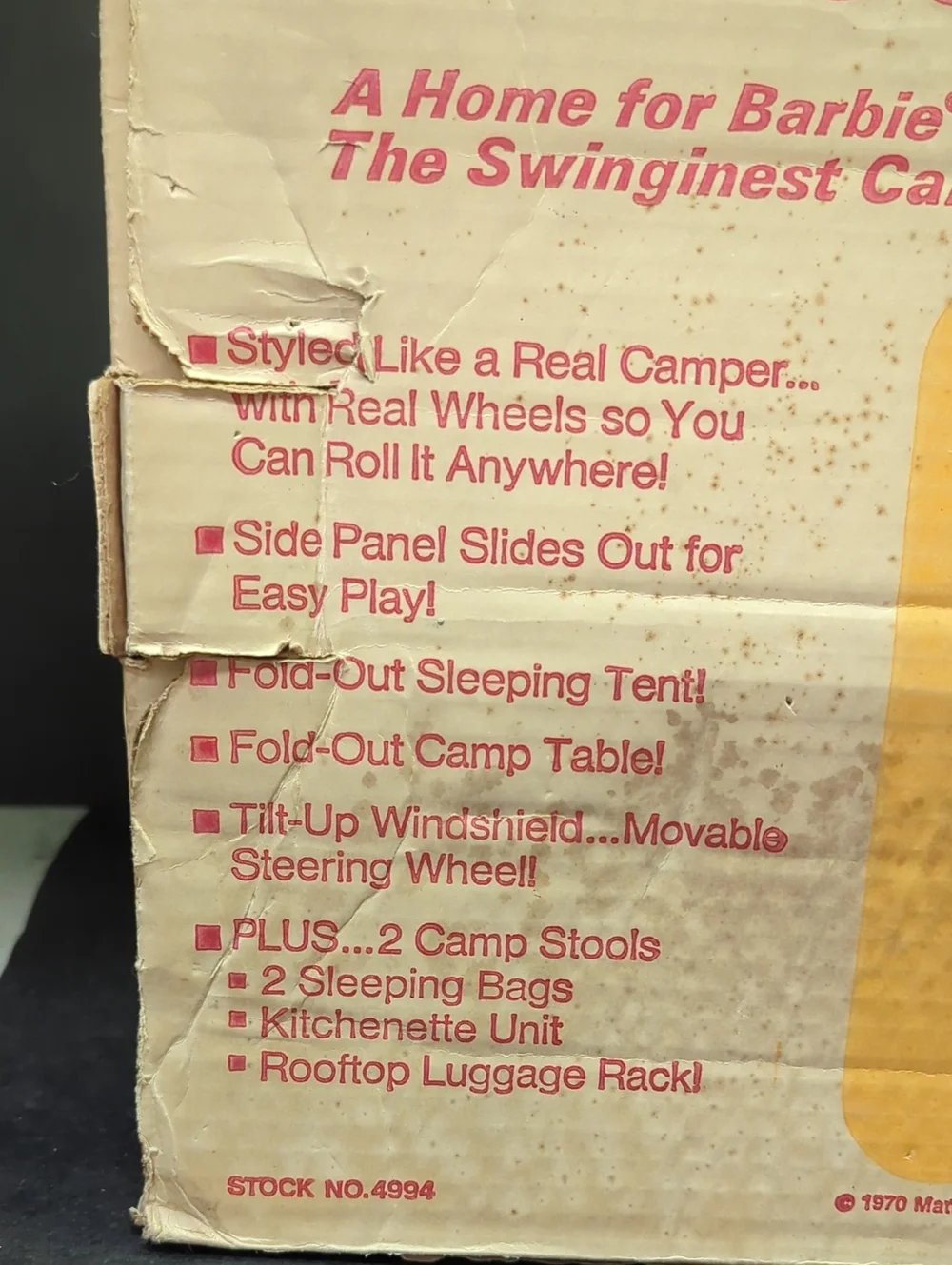 Vintage 1970 Mattel Barbie Country Camper RV Wagon Pop Out Tent & Chairs